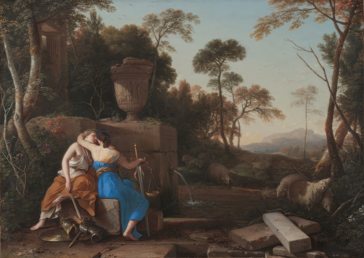 Laurent de La Hyre / "Pocałunek pokoju i sprawiedliwości", 1654 r. autorstwa Laurent de La Hire