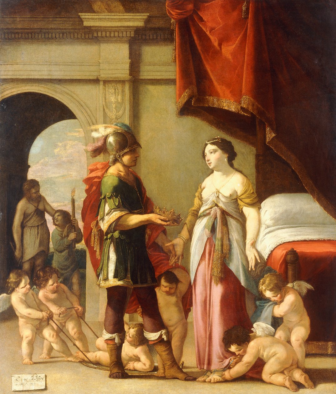 Aleksander i Roksana, 1635 autorstwa Laurent de la Hyre