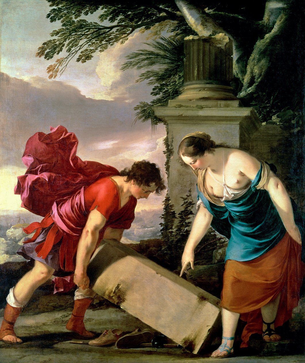 Tezeusz i jego Matka Aethra, ok. 1635-36 autorstwa Laurent de la Hyre