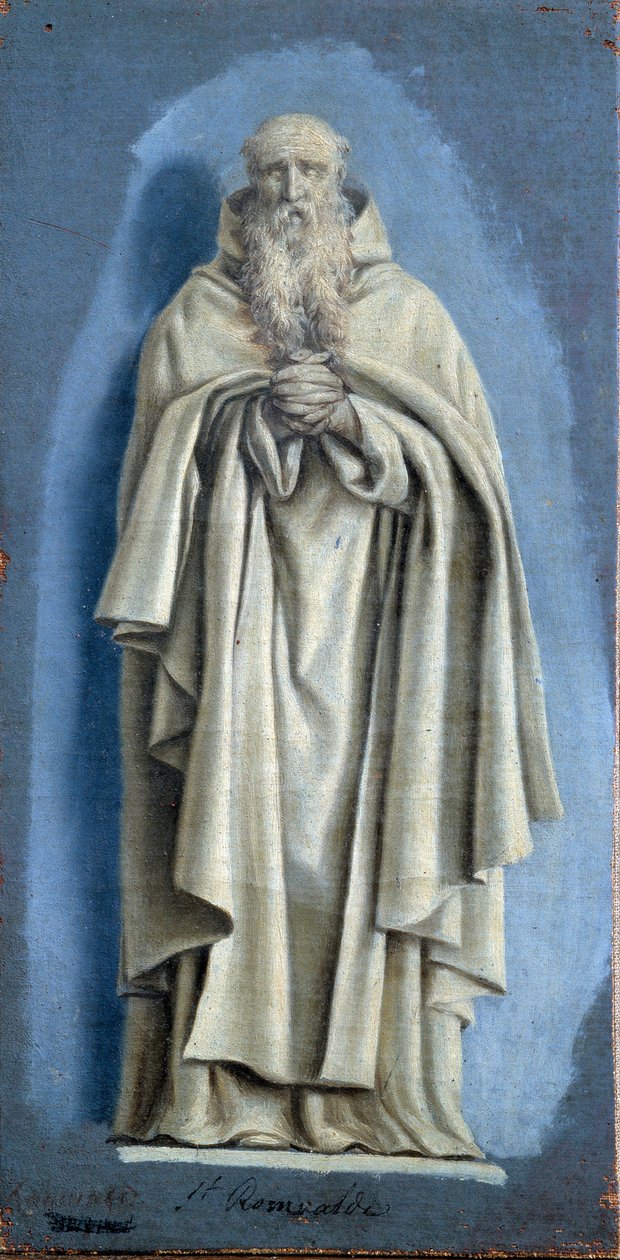 Św. Romuald modlący się Obraz z camaieu na płótnie autorstwa Laurenta de La Hyre (1606-1656) XVII w. Nd. 0,36 x 0,18 m Paryż. Muzeum w Luwrze autorstwa Laurent de la Hyre