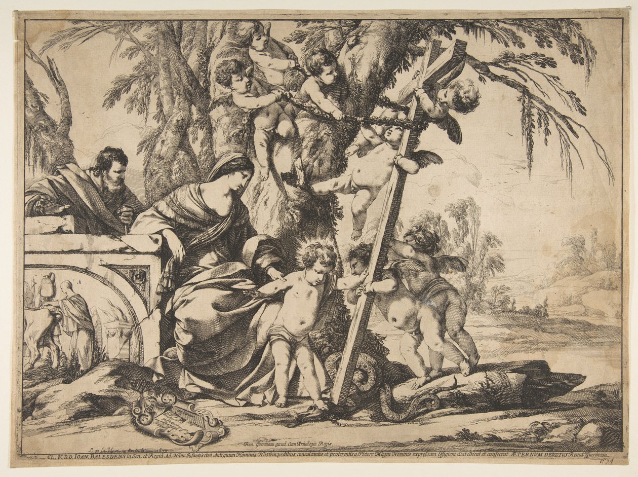 Święta Rodzina z Dzieciątkiem Jezus depczący Węża, 1639. autorstwa Laurent de la Hyre
