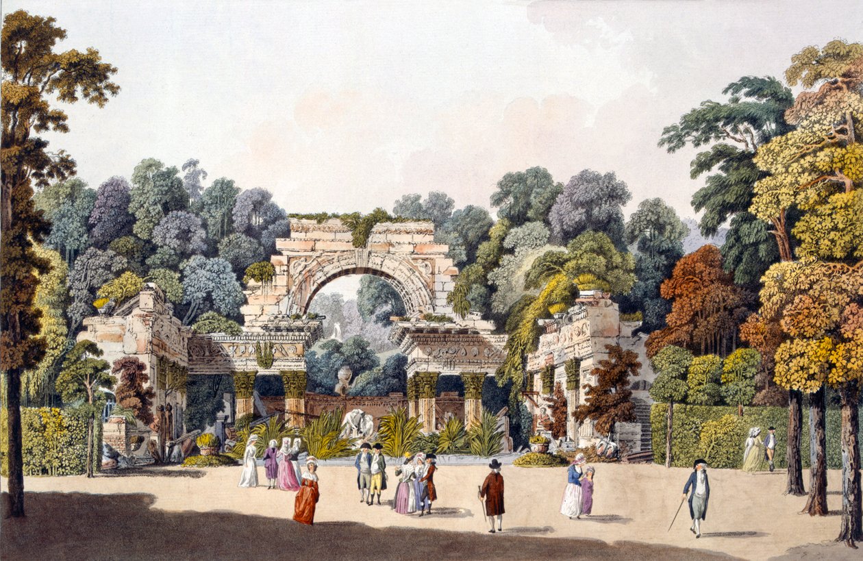 Ruiny w Ogrodzie Pałacu Schoenbrunn, Wiedeń, lata 90. XVIII w. autorstwa Laurenz Janscha