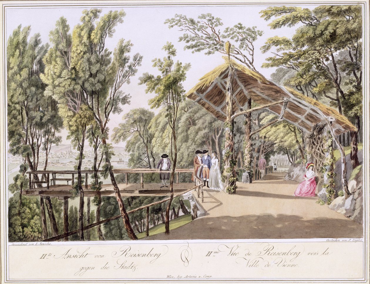 Widok na Ogrody Reisenberga w pobliżu Wiednia, rytowany przez Johanna Zieglera (ok.1750-c.1812) autorstwa Laurenz Janscha