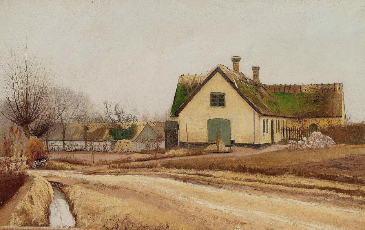 Wiejskie ulice. Motyw z Baldersbrønde. Szara pogoda autorstwa Laurits Andersen Ring