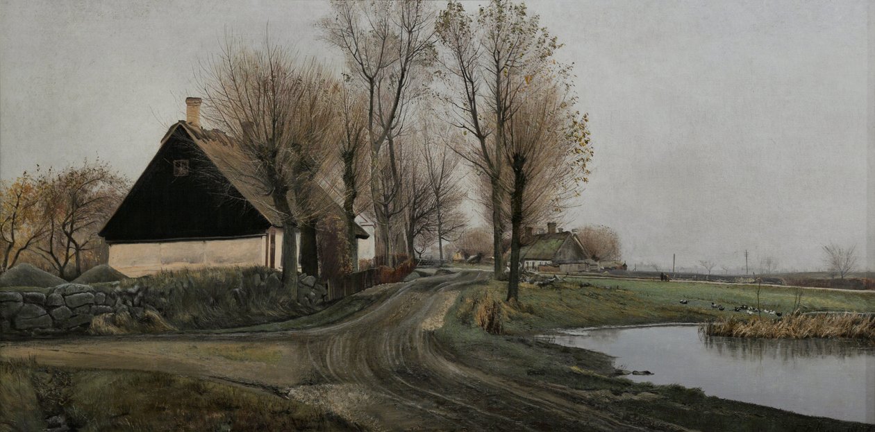 Wiejska ulica w Baldersbrønde autorstwa Laurits Andersen Ring