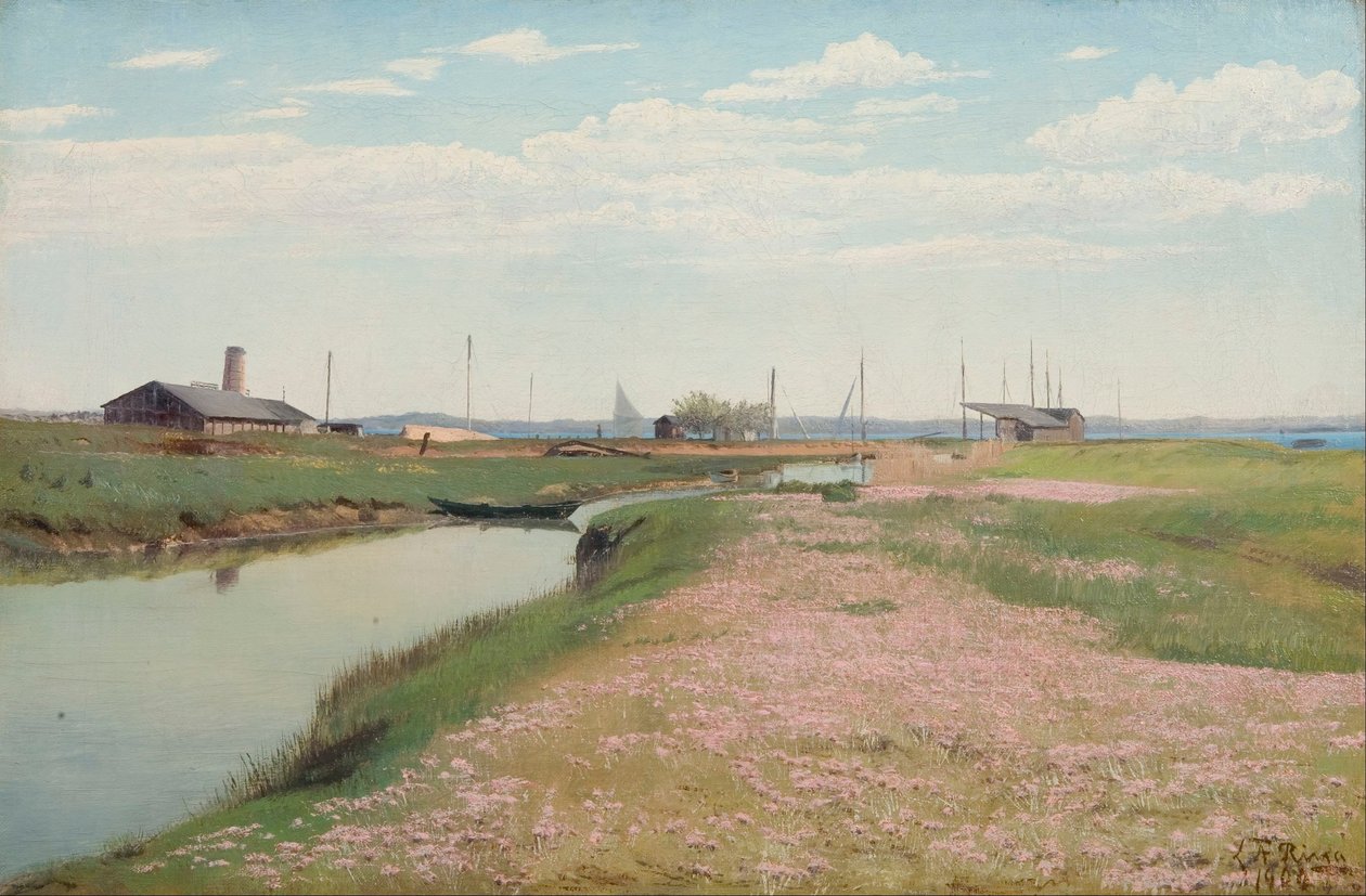 Rzeka i port w Frederiksværk autorstwa Laurits Andersen Ring