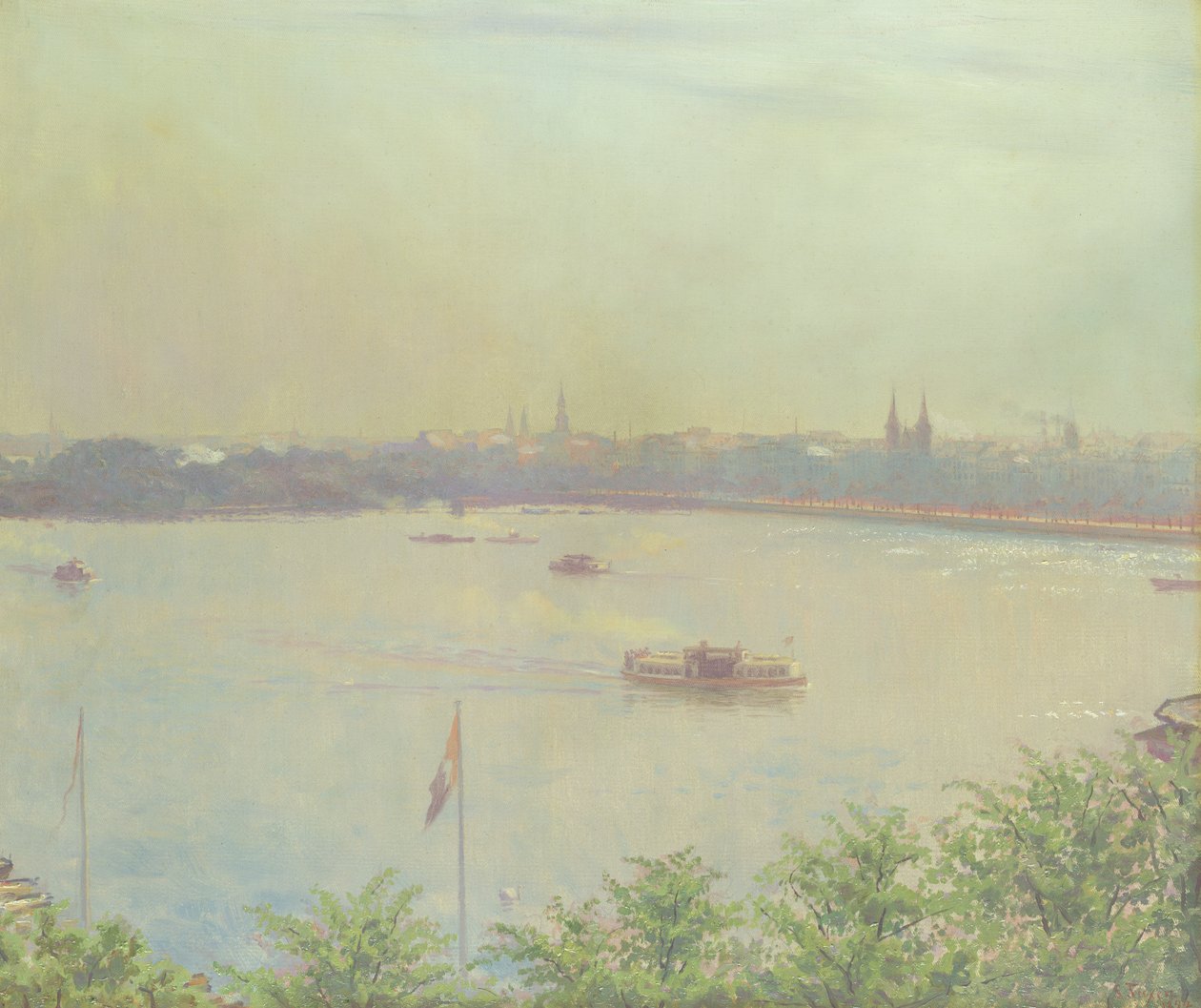 Widok na jezioro Inner Alster, 1894 autorstwa Laurits Regner Tuxen