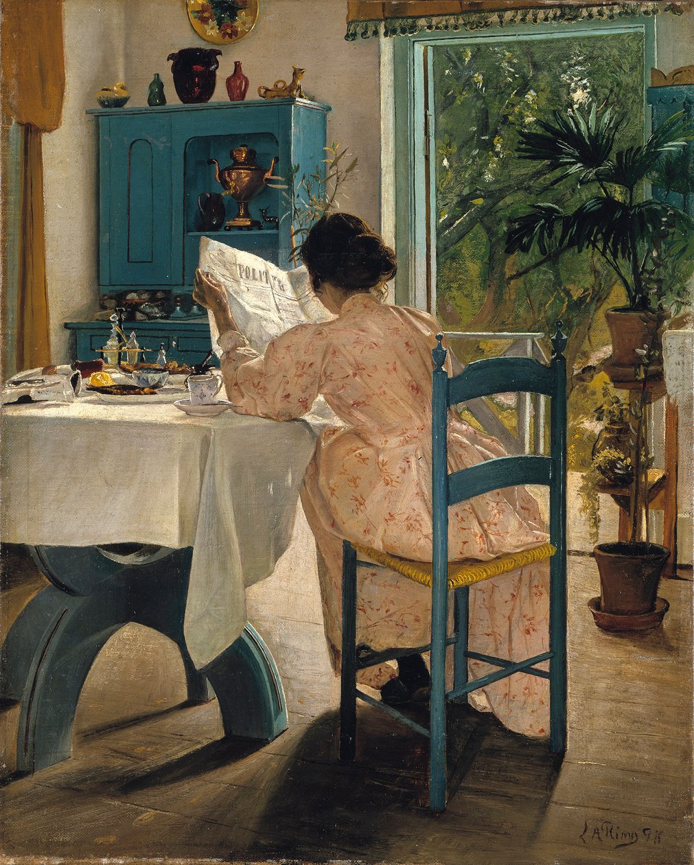 Śniadanie z poranną gazetą, 1898. autorstwa Laurits Andersen Ring