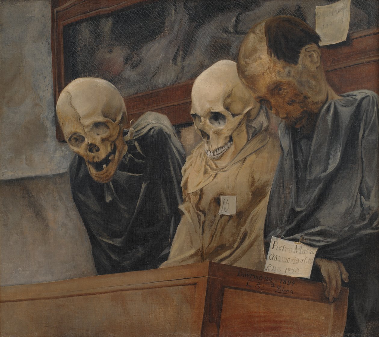 Trzy czaszki z Catacombe dei Cappuccini w Palermo, 1894. autorstwa Laurits Andersen Ring