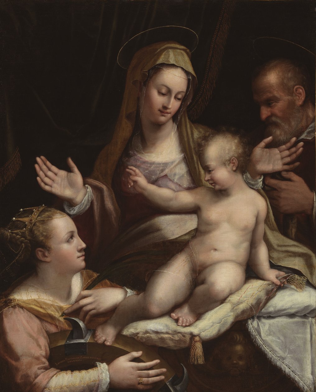 Święta Rodzina ze świętą Katarzyną Aleksandryjską, 1581 r. autorstwa Lavinia Fontana
