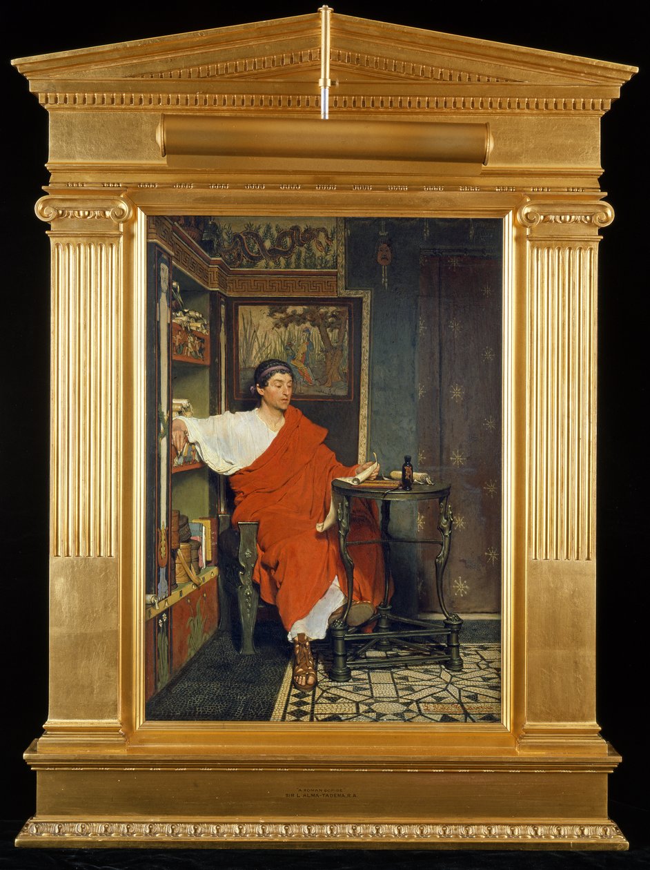 Rzymski skryba piszący depesze, 1865 r autorstwa Lawrence Alma Tadema