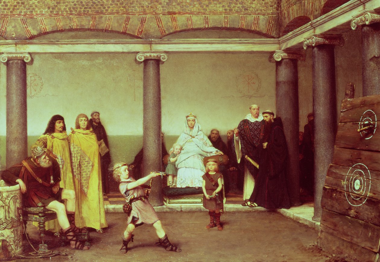 Edukacja dzieci Clothilde i Clovis, 1868 autorstwa Lawrence Alma Tadema