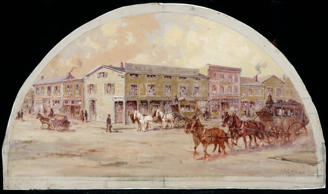 Frink and Walkers Stage Coach Office, 1850, 1900 autorstwa Lawrence Carmichael Earle