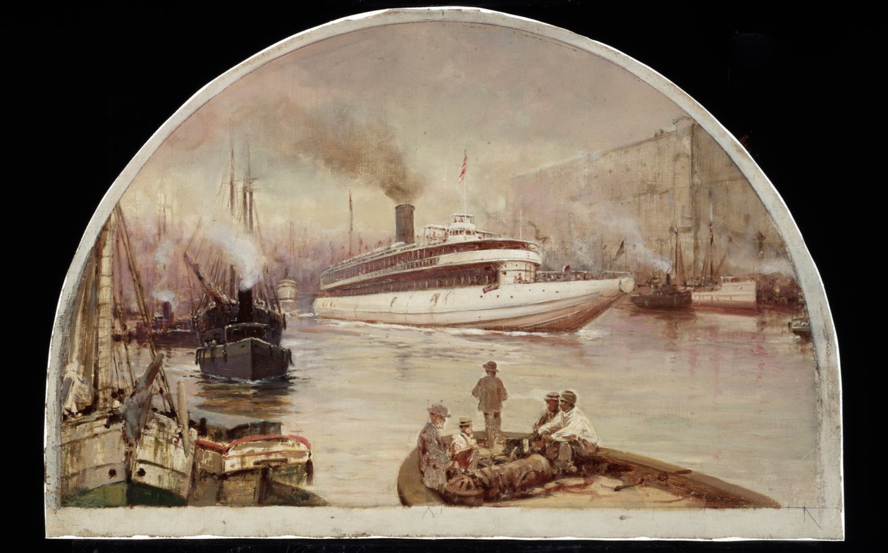Rzeka Chicago przy Lake Street Bridge, 1900 autorstwa Lawrence Carmichael Earle