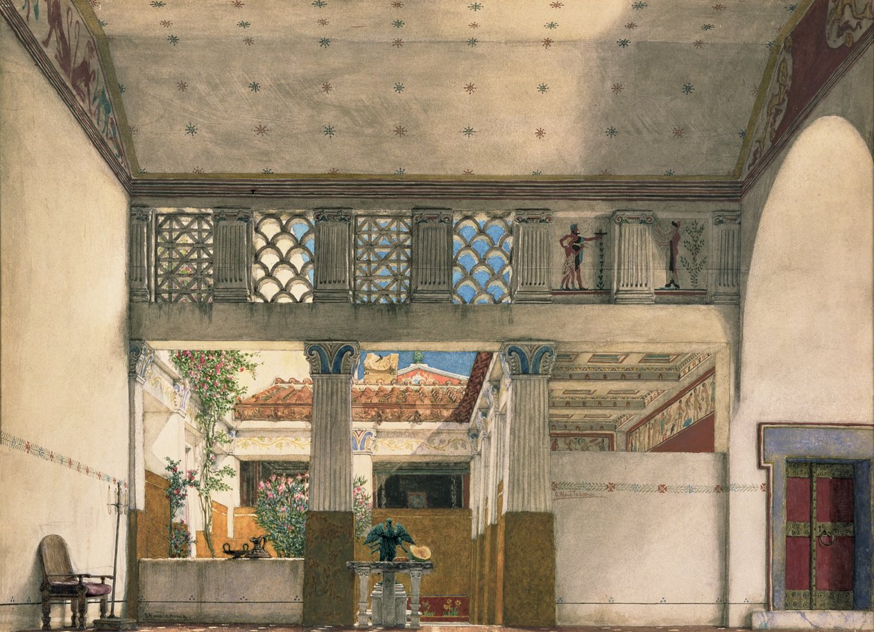Wnętrze domu Gajusza Marcjusza (akwarela na papierze) autorstwa Lawrence Alma Tadema