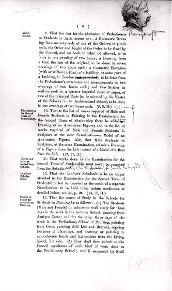 Szkic członka Komisji, z marginesu „Raportu Komisji Specjalnej Królewskiej Akademii Sztuk Pięknych, wybranego przez Walne Zgromadzenie 10 marca autorstwa Lawrence Alma Tadema