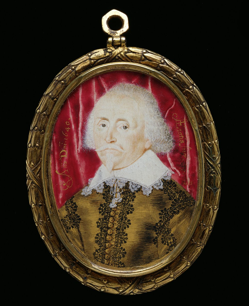 Miniatura portretowa nieznanego mężczyzny, 1640 (wc na welinie) autorstwa Lawrence Hilliard