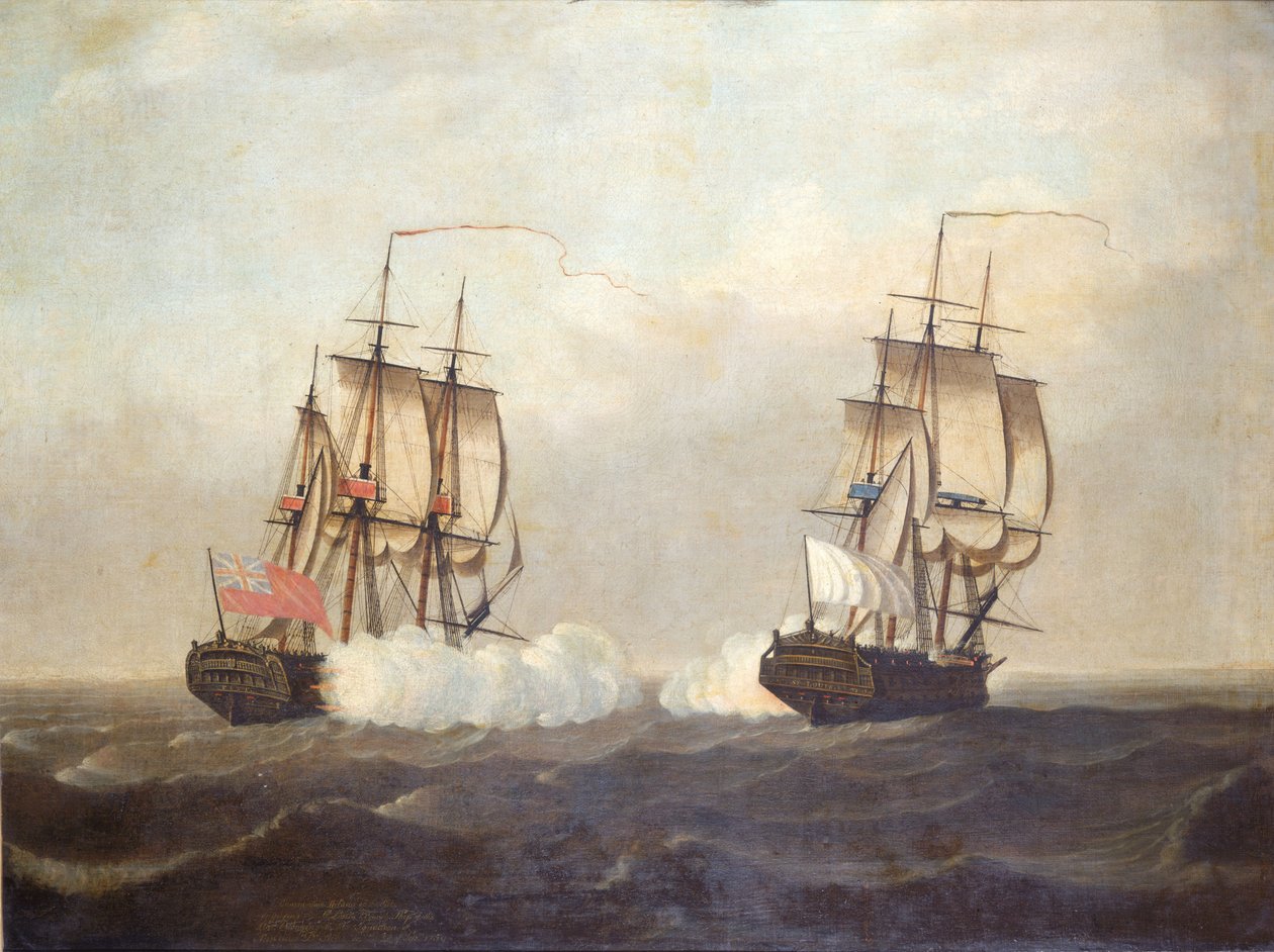 "Pitt" atakujący "St Louis", 29 września 1758 r. autorstwa Lawson Dunn