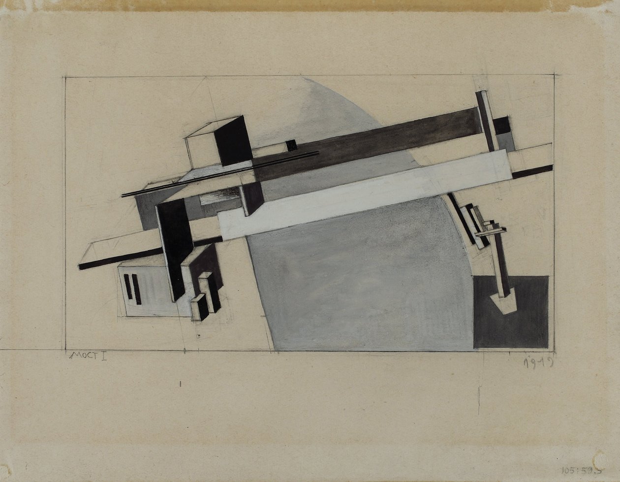 Proun Study 1A (Proun S.K.) Most autorstwa Eliezer Markowich Lissitzky