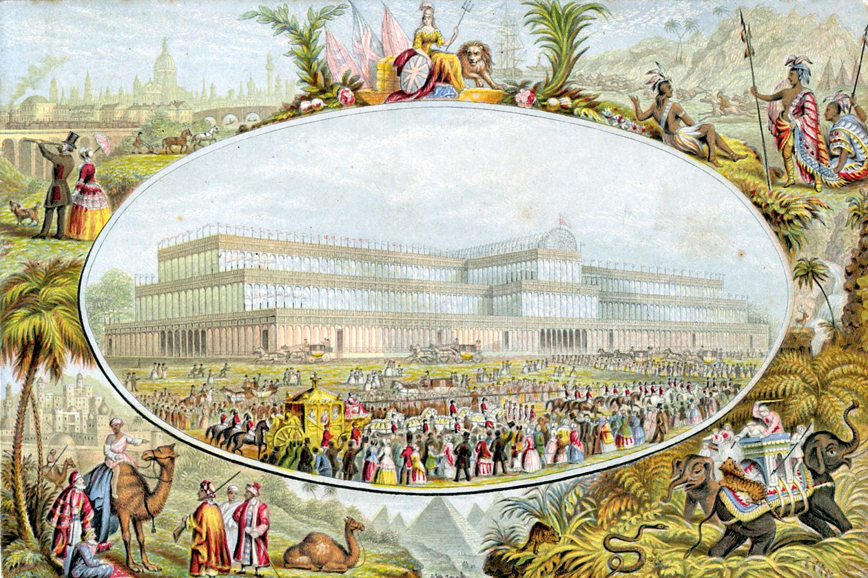 Królowa Wiktoria przybywa, aby otworzyć Wielką Wystawę w Crystal Palace, Londyn, 1851 autorstwa Le Blond