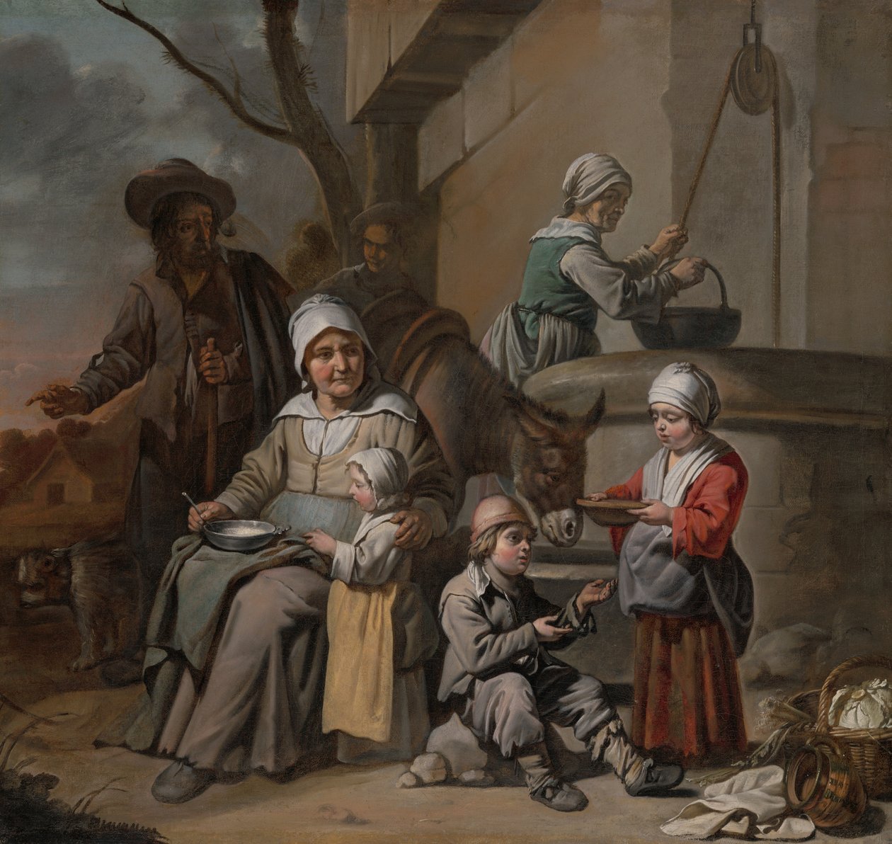 Le Maître aux Béguins - Chłopska rodzina przy studni, 1650-60 autorstwa Le Nain Brothers