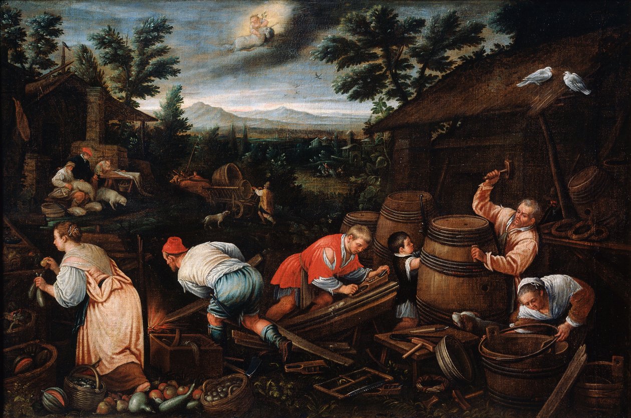 sierpień z cyklu Pory roku, koniec XVI lub początek XVII wieku autorstwa Leandro Bassano