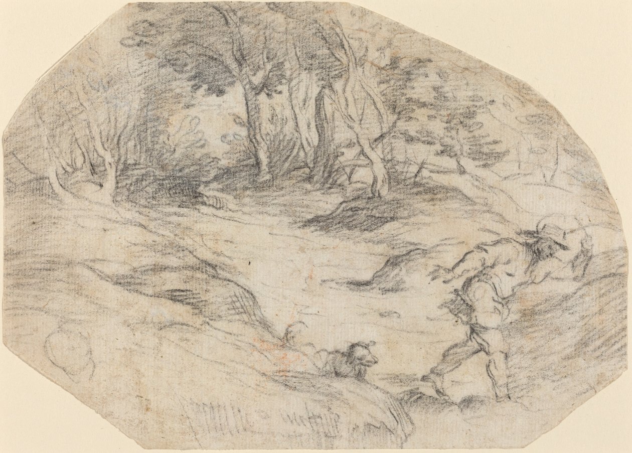 Pejzaż z mężczyzną i psem autorstwa Leandro Bassano after Titian