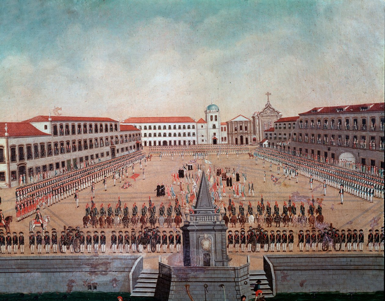 Parada wojskowa na Placu Królewskim w Rio de Janeiro w Brazylii Akwarela autorstwa Leandro Joaquima (1738-1798) XVIII-wieczne Rio de Janeiro, Narodowe Muzeum Historyczne autorstwa Leandro Joachim