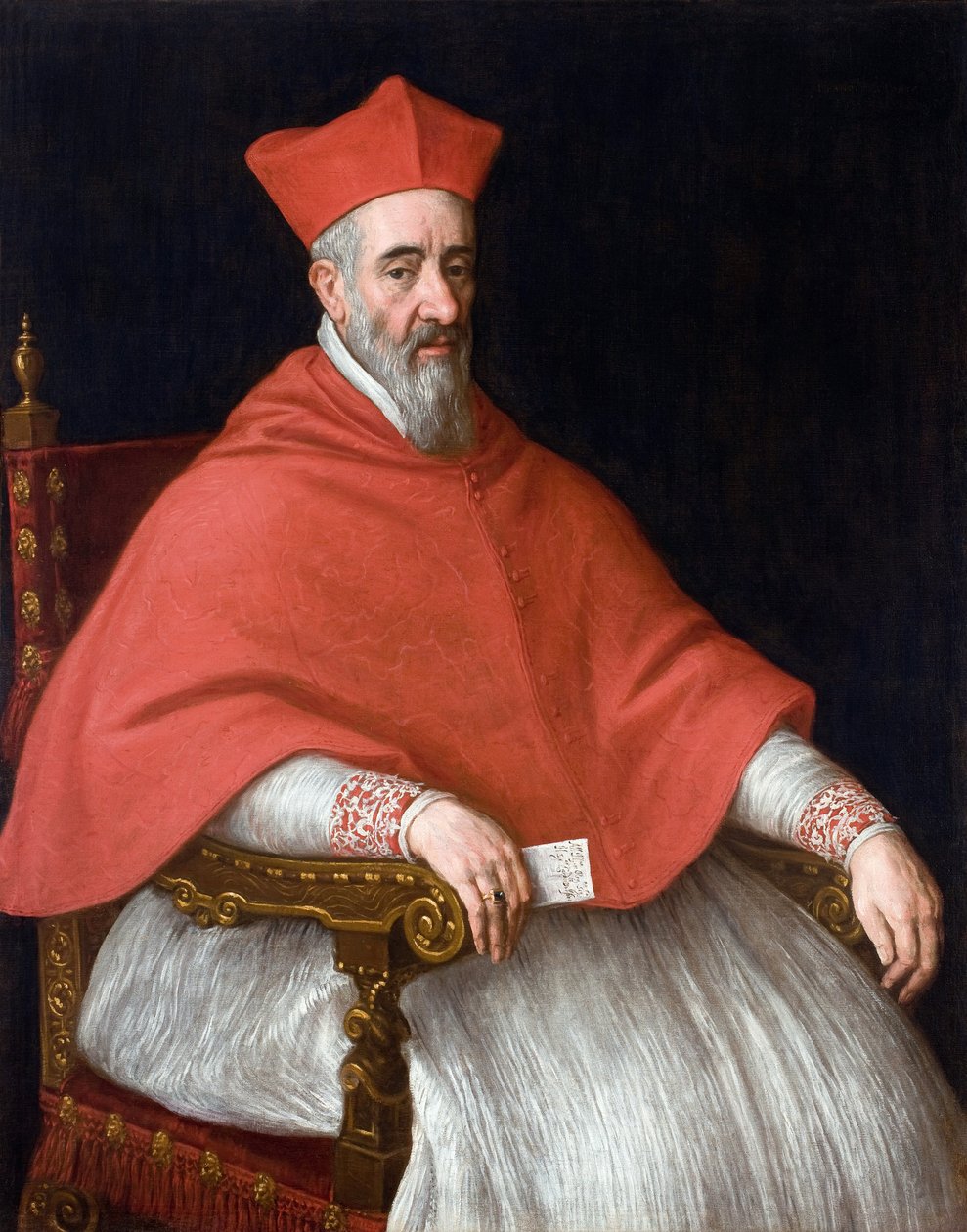 Portret kardynała Giovanniego Delfino (1545-1622) - Obraz Leandro Bassano (1557-1622), olej na płótnie autorstwa Leandro da Ponte Bassano