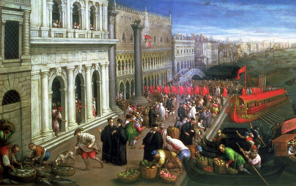 Riva degli Schiavoni, Wenecja (olej na płótnie) (detal 64549) autorstwa Leandro da Ponte Bassano