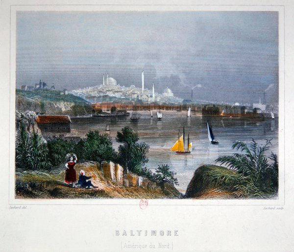 Widok Baltimore (kolorowa staloryt) autorstwa Lechard Lechard