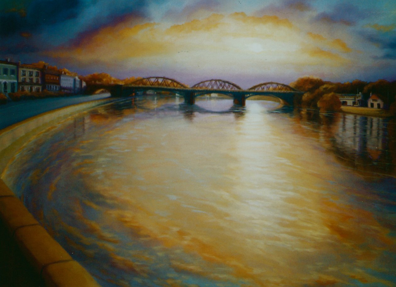 Barnes Bridge, 2006 zachód słońca nad Tamizą autorstwa Lee Campbell