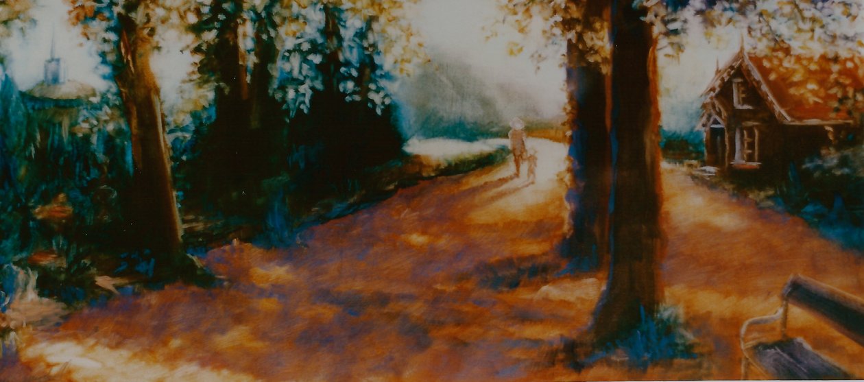 Dane John Gardens, Canterbury, 2000 (olej na papierze) autorstwa Lee Campbell