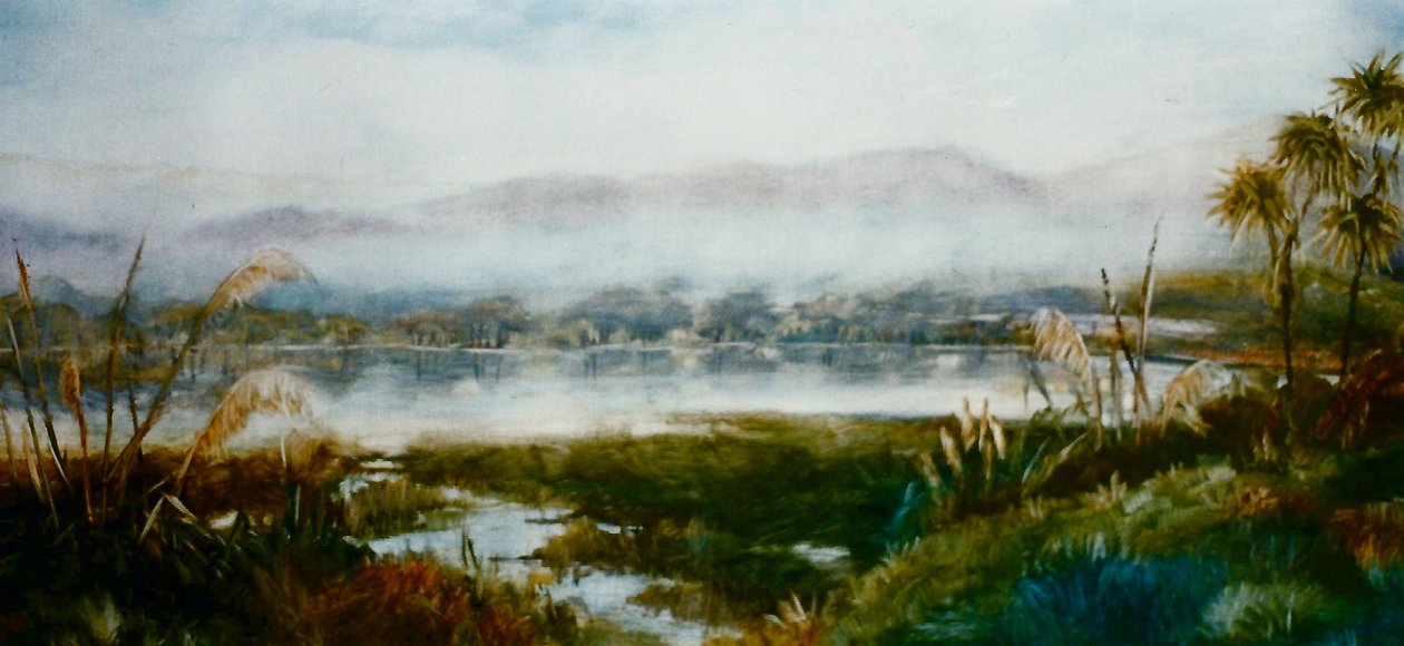 North Island, NZ, 2000, (olej na papierze) autorstwa Lee Campbell