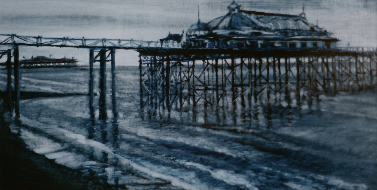 Old Pier Brighton 2001 (olej na papierze) oba mola Brighton autorstwa Lee Campbell