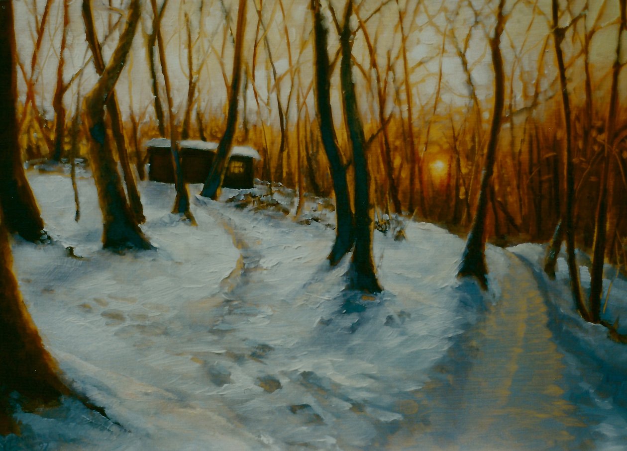 Snowy Woods 2002 Zachód słońca autorstwa Lee Campbell