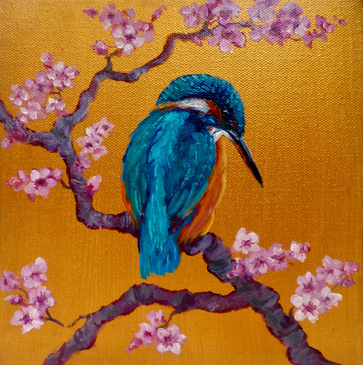 Zimorodek na Blossoms II, 2022 autorstwa Lee Campbell
