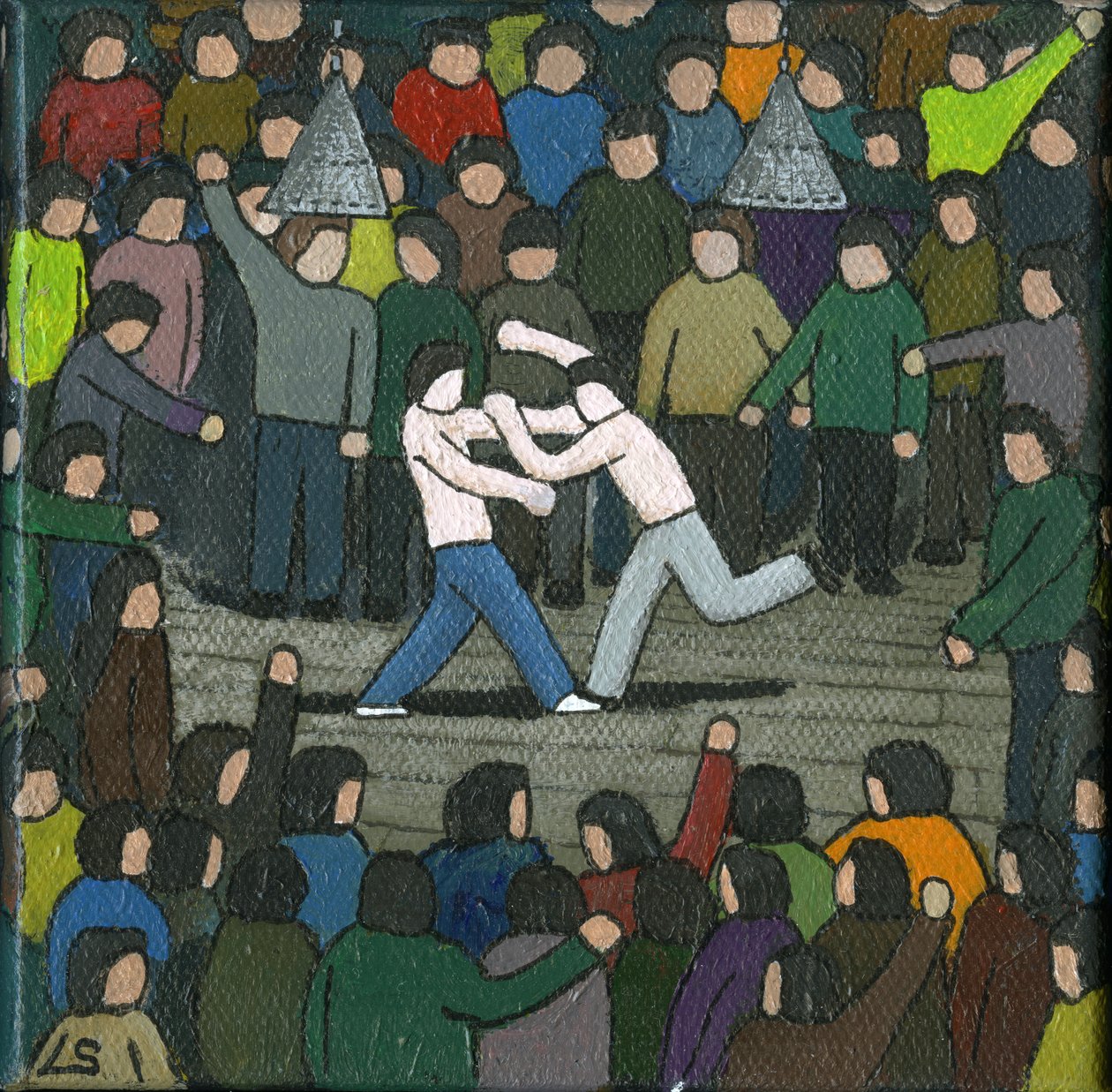 Walka, 2015 (akryl i tusz na płótnie) autorstwa Lee Sellers