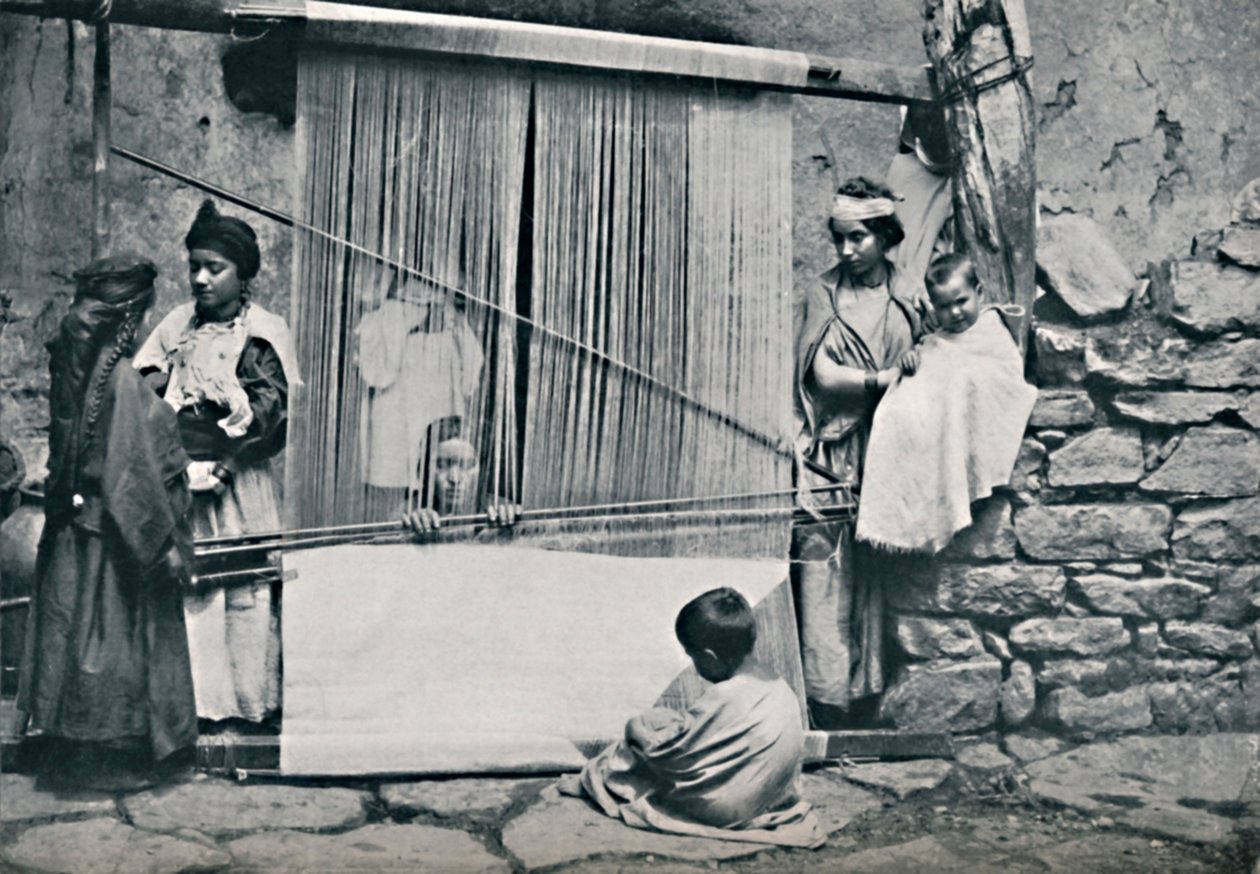 Kabyle tkacze i rodzime krosno, Północna Algieria, 1912 autorstwa Legrand