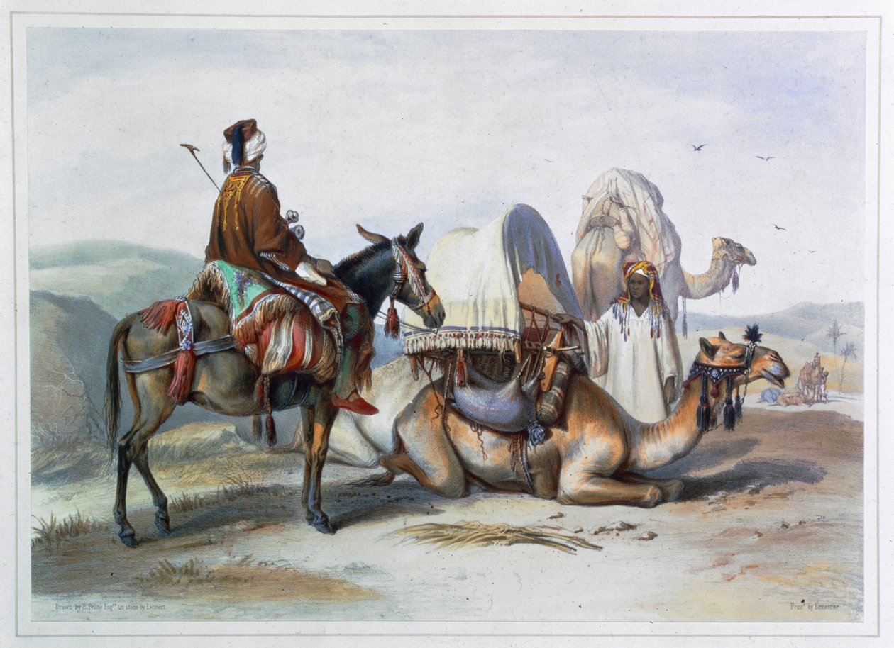 Kafila z wielbłądem niosącym hodesz, 1848 autorstwa Lehnert