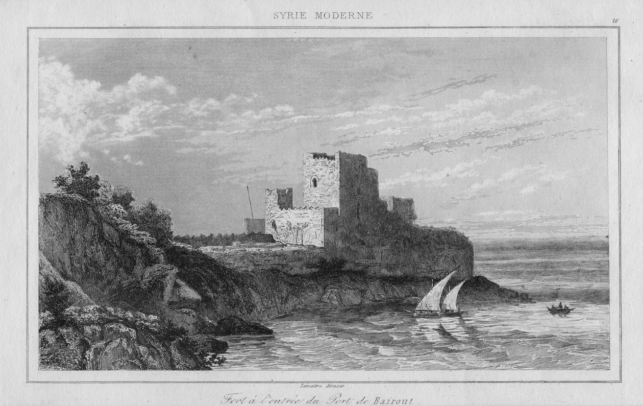 Fort przy wejściu do portu w Bejrucie, od Syrie Moderne autorstwa Lemaitre