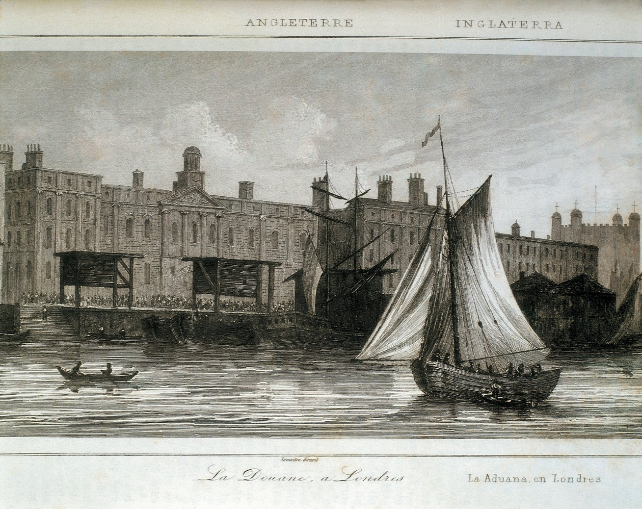 Londyńskie zwyczaje na Tamizie, Anglia (grawerowanie) autorstwa Lemaitre