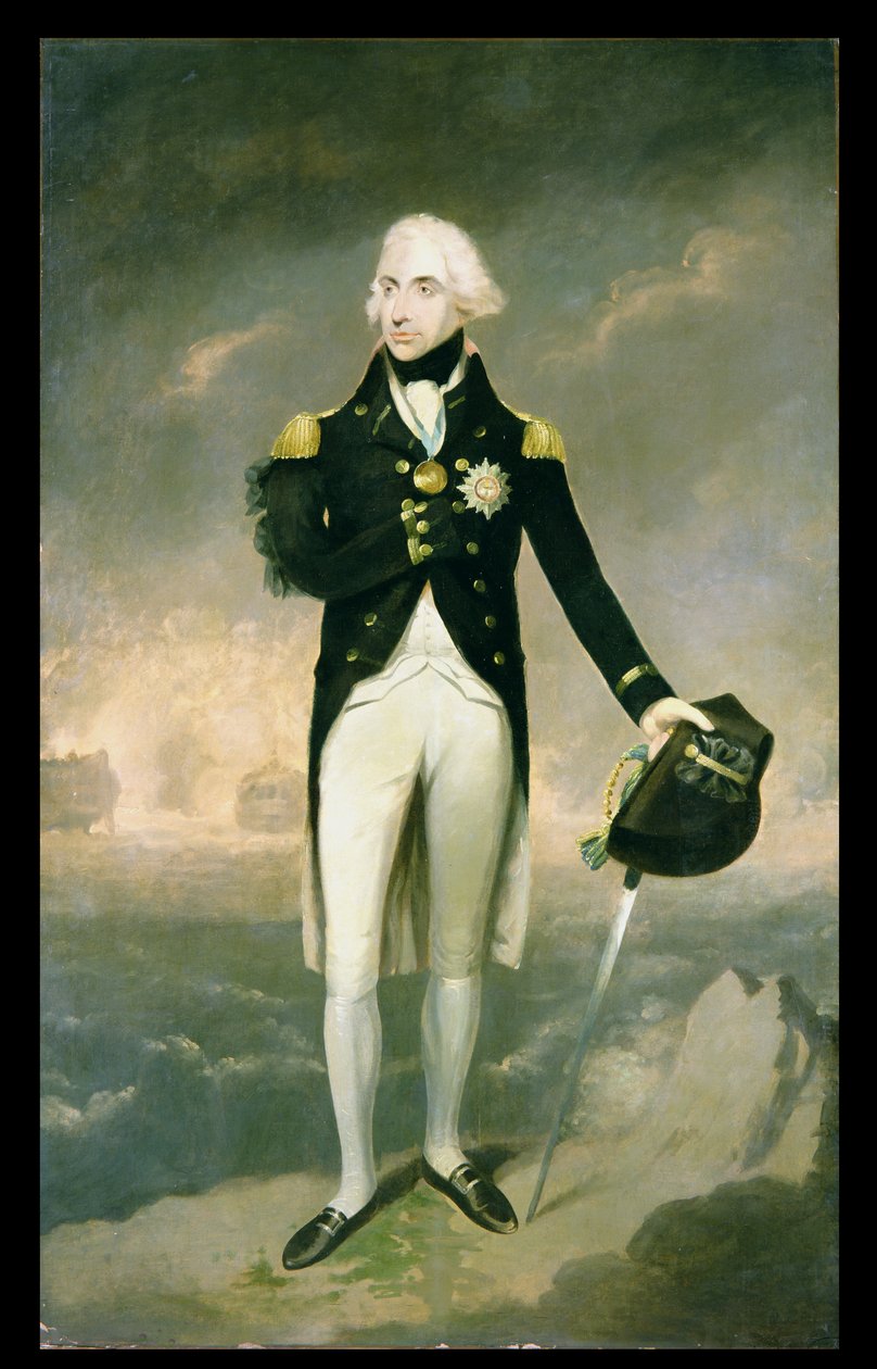 Portret Lorda Nelsona z Santa Cruz poza nim autorstwa Lemuel Francis Abbott