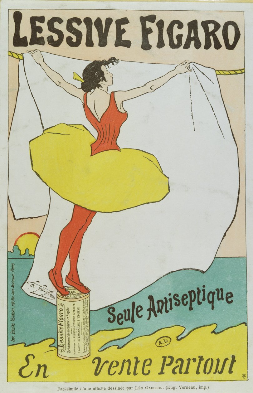Reprodukcja plakatu reklamującego "Lessive Figaro - Jedyny środek antyseptyczny", koniec XIX w. autorstwa Leo Gausson