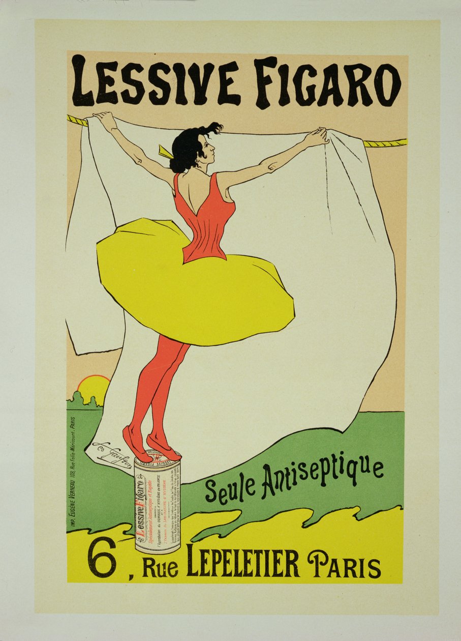 Reprodukcja plakatu reklamującego "Lessive Figaro", Rue Lepeletier, Paryż, 1893 r. autorstwa Leo Gausson