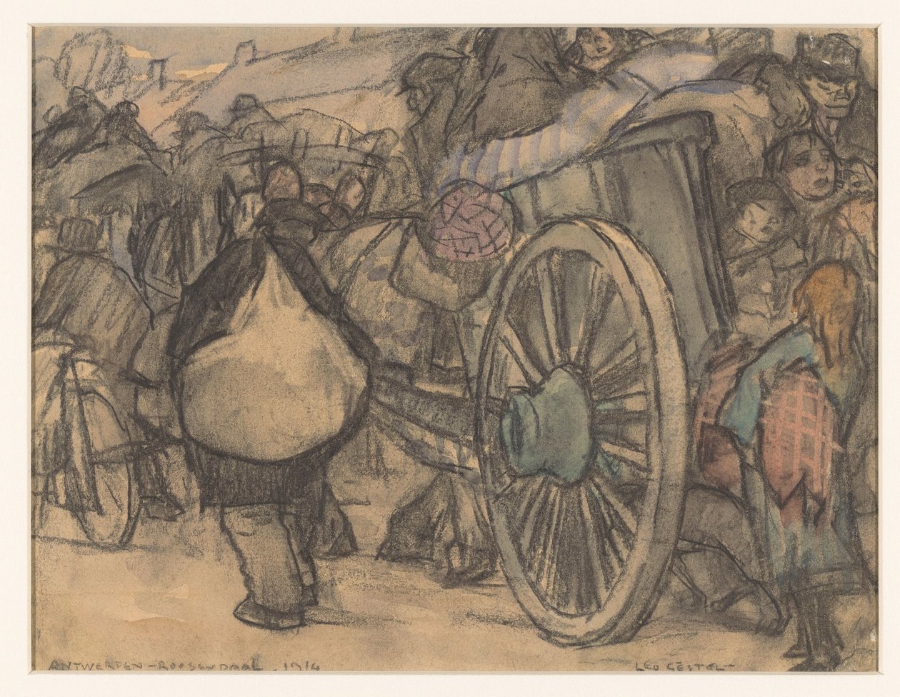 Antwerpia-Roosendaal-1914 (oryginalny tytuł na obiekcie) autorstwa Leo Gestel (signed by artist)
