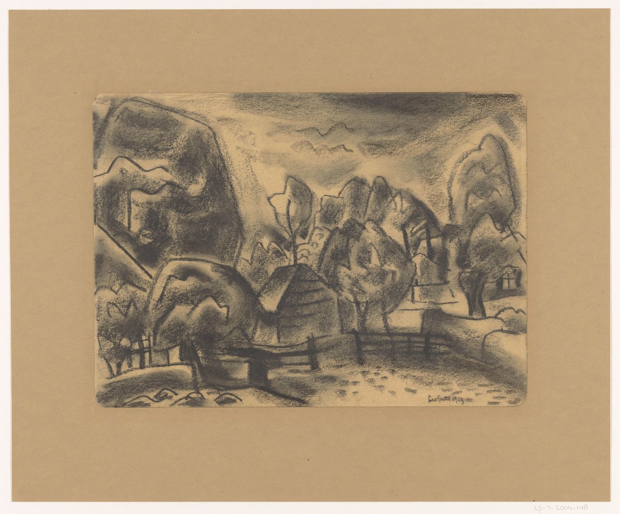 Krajobraz z farmą wśród drzew autorstwa Leo Gestel (signed by artist)