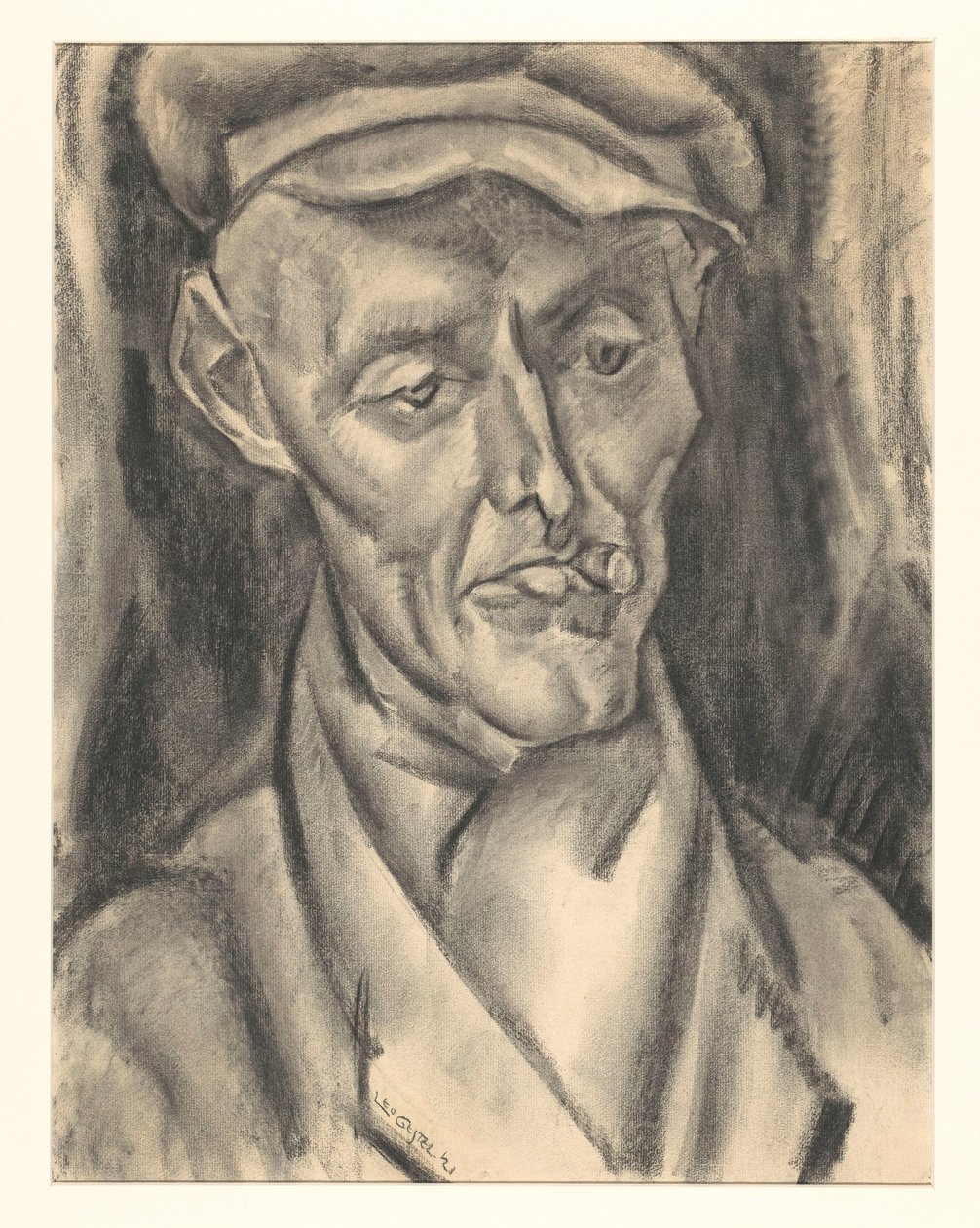 Mężczyzna z czapką i cygarem autorstwa Leo Gestel (signed by artist)