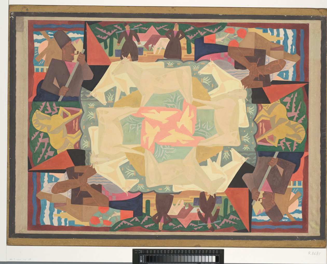 Motyw projektu dywanu Holandia (wzór) (tytuł na obiekcie) autorstwa Leo Gestel (signed by artist)