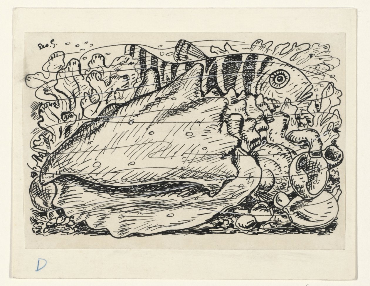 Ryby i muszle w wodzie autorstwa Leo Gestel (signed by artist)